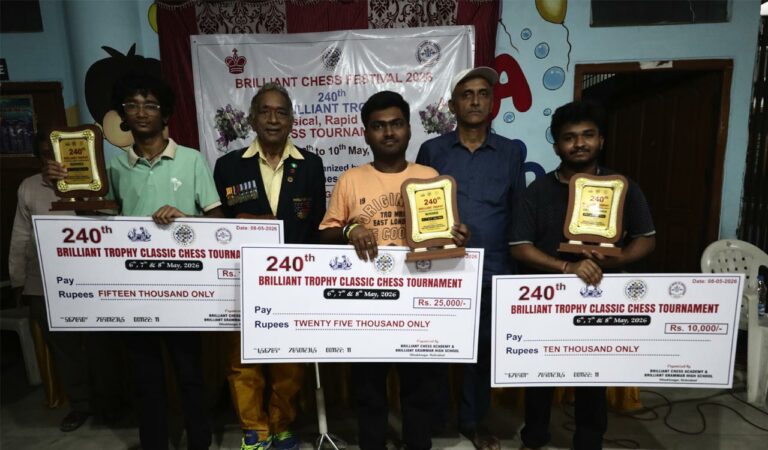 Chidvilas Sai Surapaneni wins 240th Brilliant Trophy Classical Chess Tournament