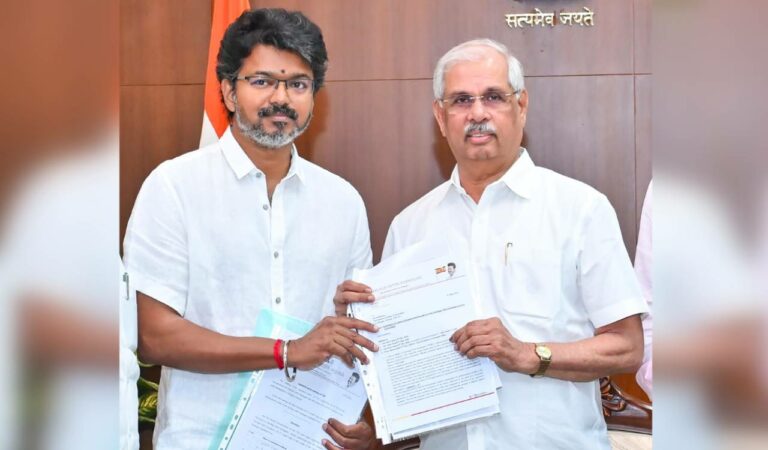Vijay meets Governor for fourth time to stake claim for govt formation in Tamil Nadu